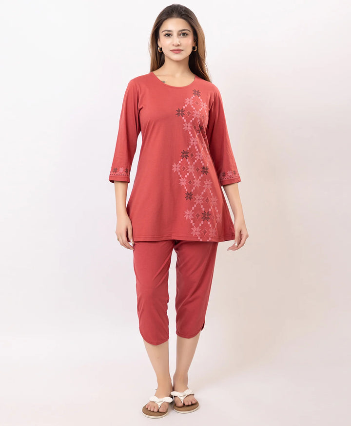 Timeless Comfort Printed Capri Set