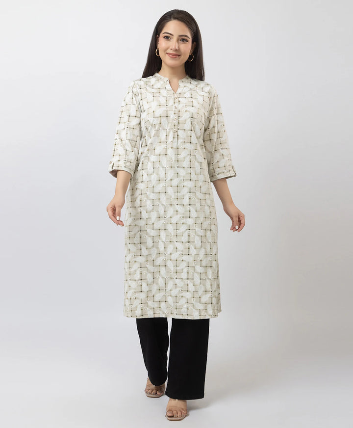 Elegant Printed Straight Fit Long Kurti