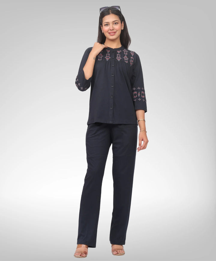 Stylish Embroidered Casual Co-Ord Set