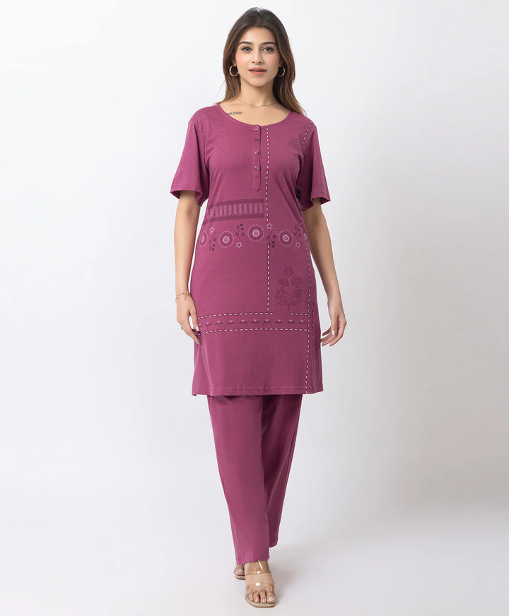 Plus Size Printed Kurta with Matching Pants