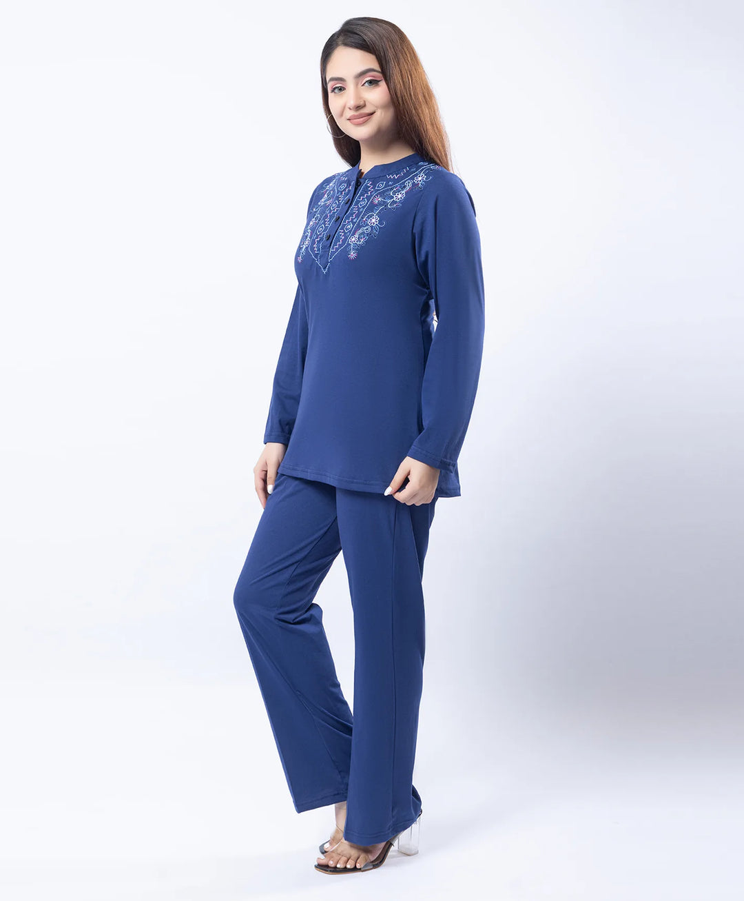 Embroidered Full Sleeve Mandarin Collar Co-Ord Set