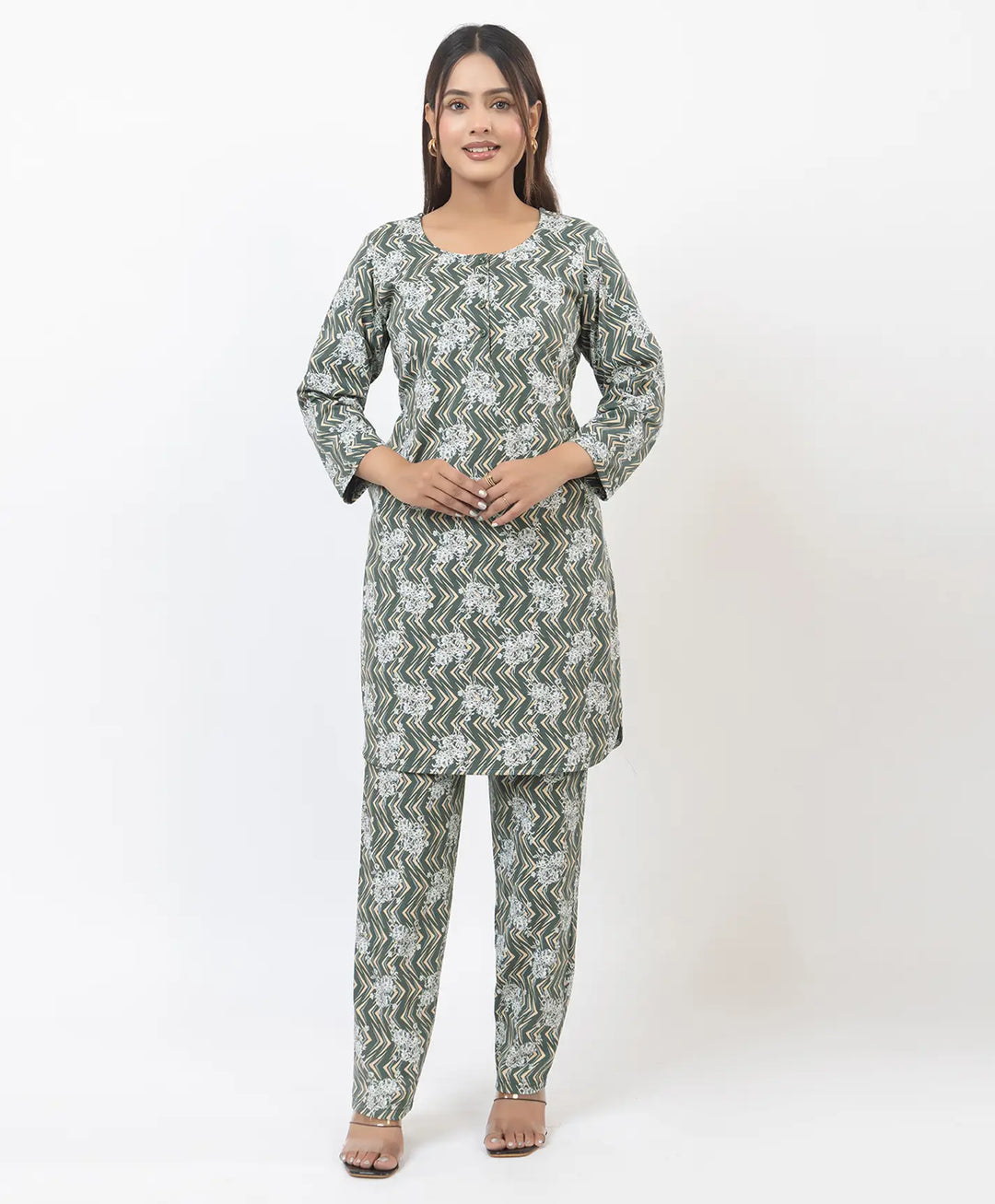 Round Neck All Over Floral Print Kurta Pant Set