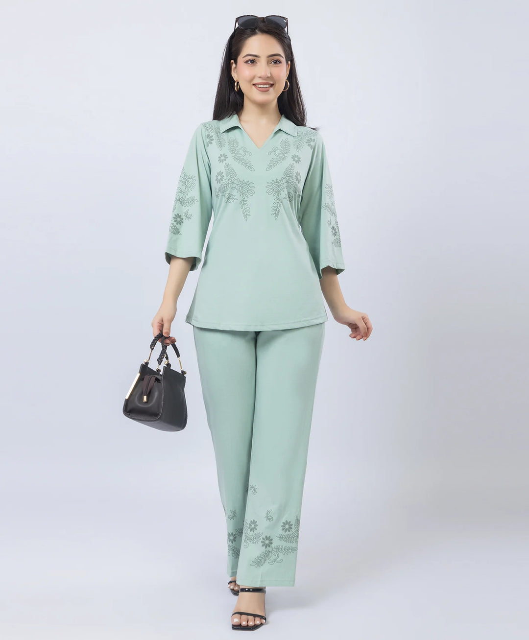 Premium V-Neck Printed Co-Ord Set