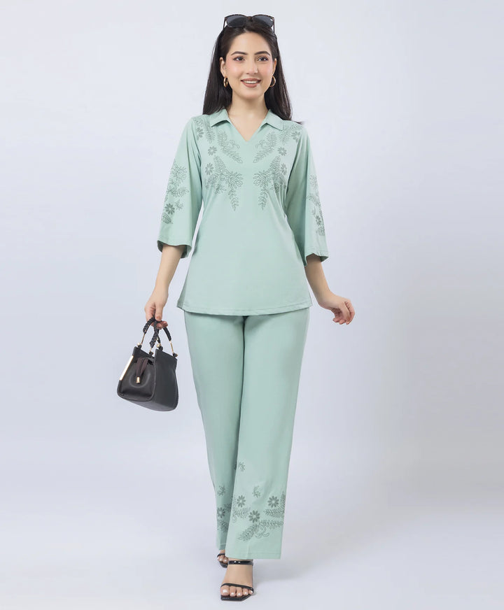 Premium V-Neck Printed Co-Ord Set