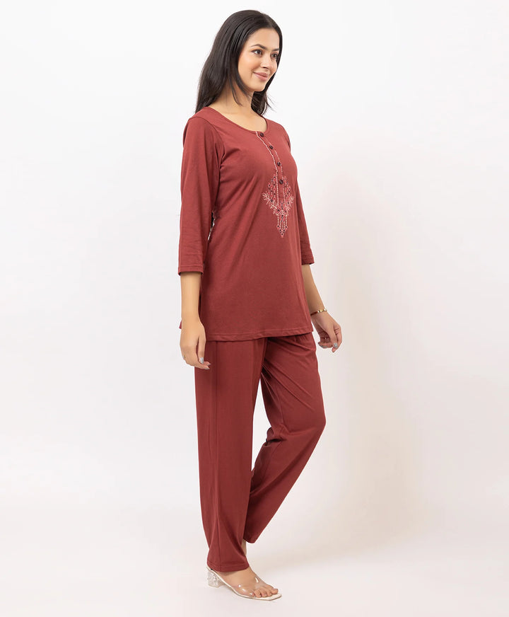 Embroidered Cotton Kurta Lower Set
