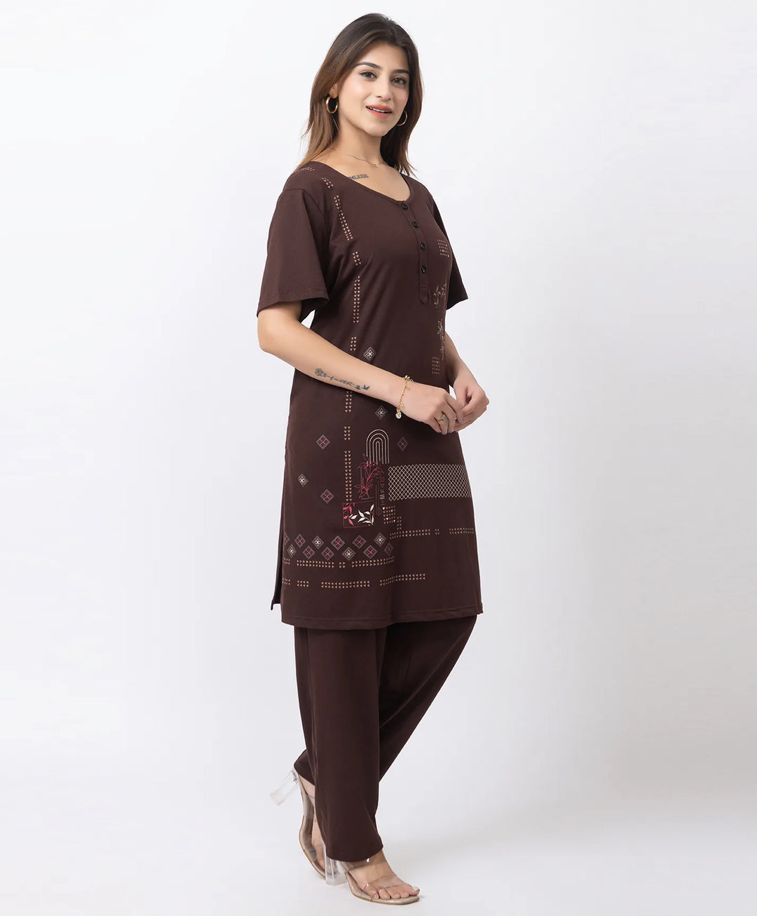 Plus Size Printed Kurta with Matching Pants