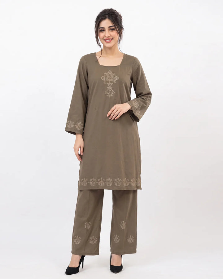 Soft Geometric Long Kurta Set