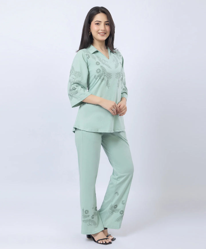 Premium V-Neck Printed Co-Ord Set