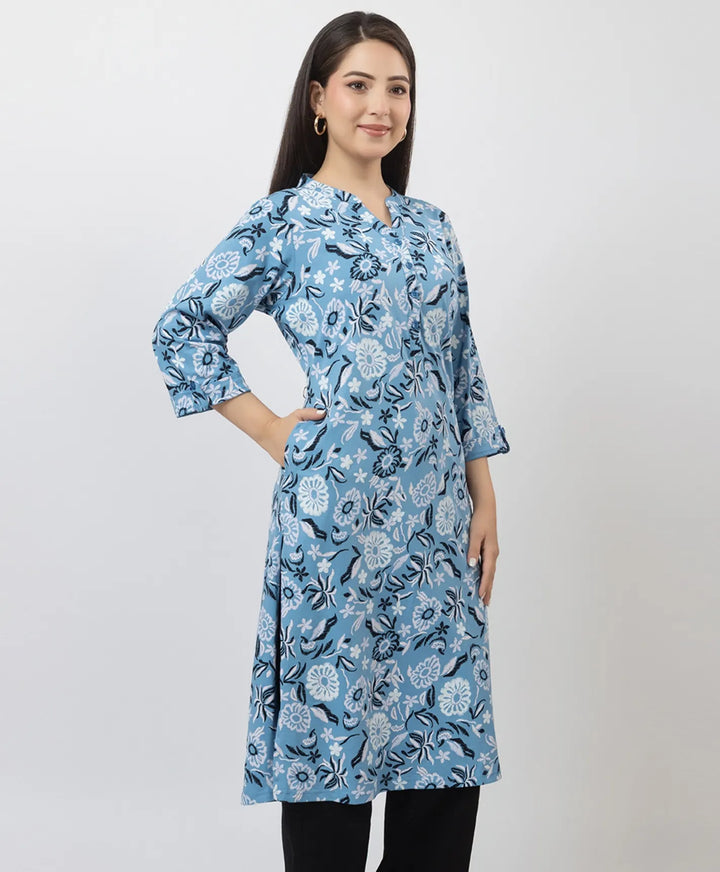 Elegant Printed Straight Fit Long Kurti