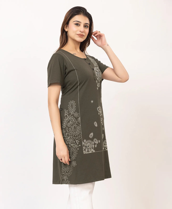 Abstract Botanical Long Top
