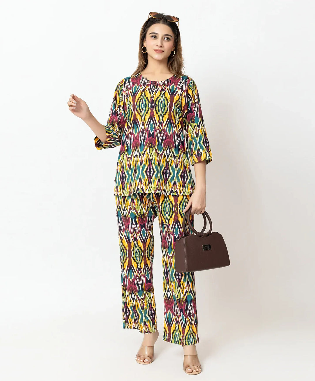Regular Fit geometric print Co-Ord Set