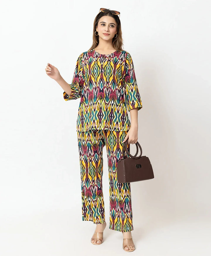 Regular Fit geometric print Co-Ord Set