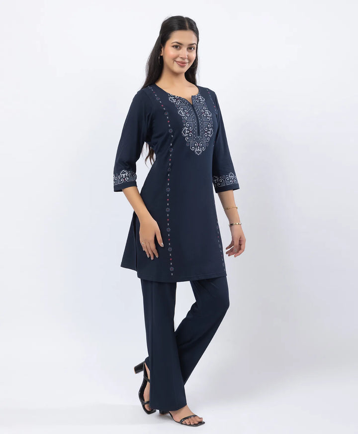 Embroidered-Style Printed Kurta Set