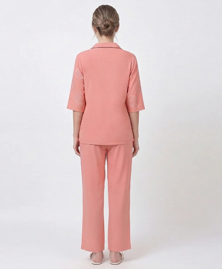 Printed Front Open Night Suit