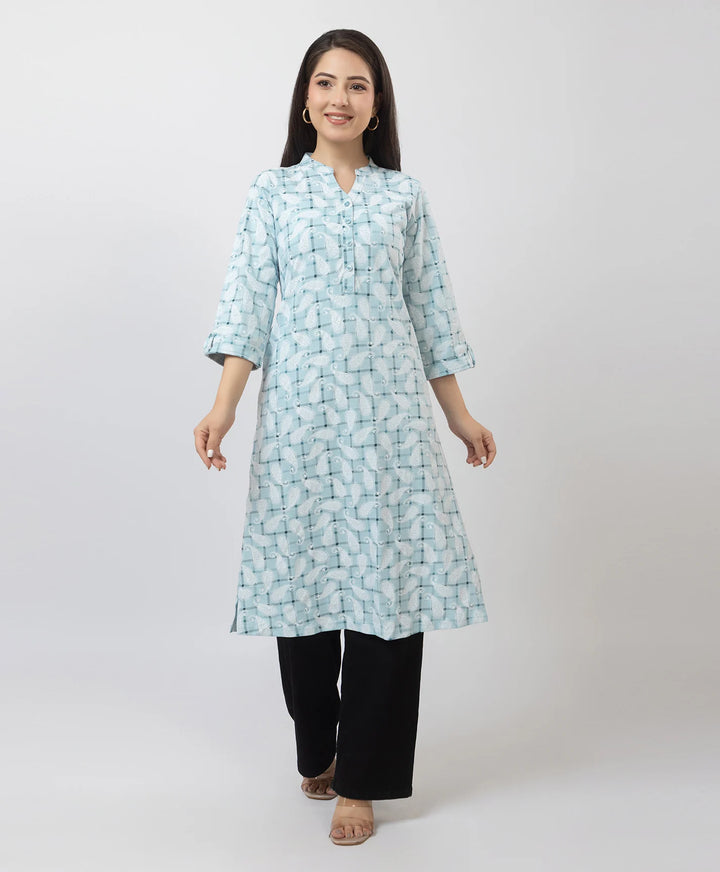 Elegant Printed Straight Fit Long Kurti