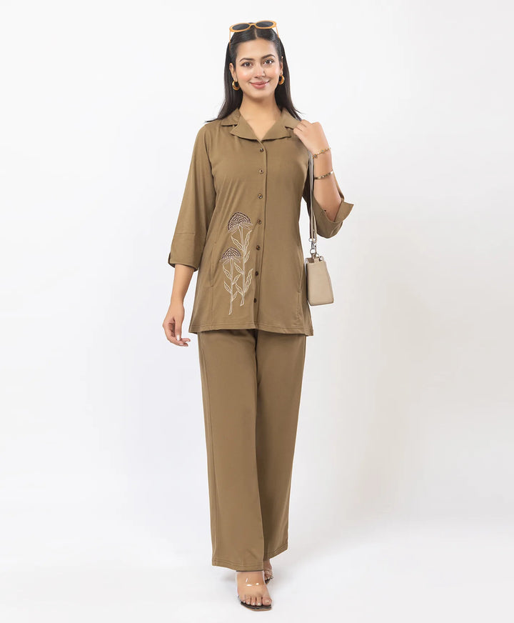 Premium Embroidered Collared Co-Ord Set