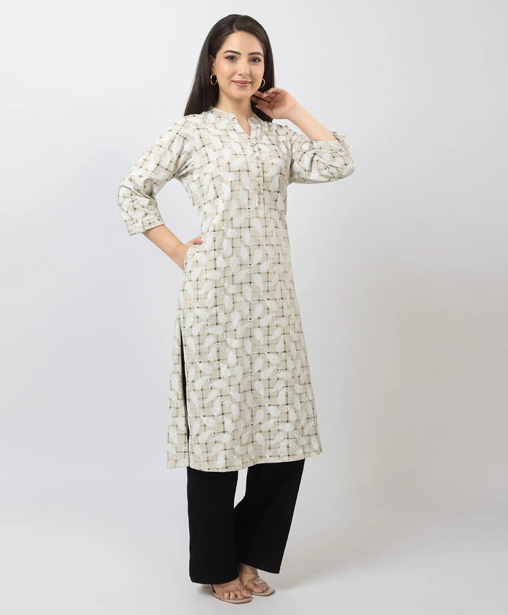 Elegant Printed Straight Fit Long Kurti
