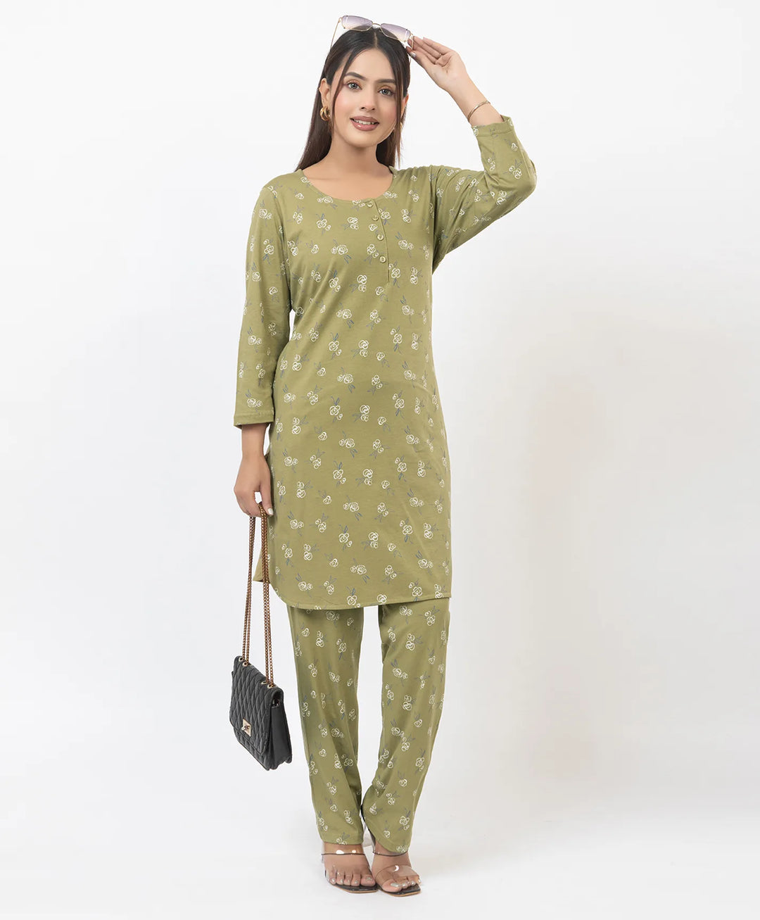 Round Neck All Over Floral Print Kurta Pant Set