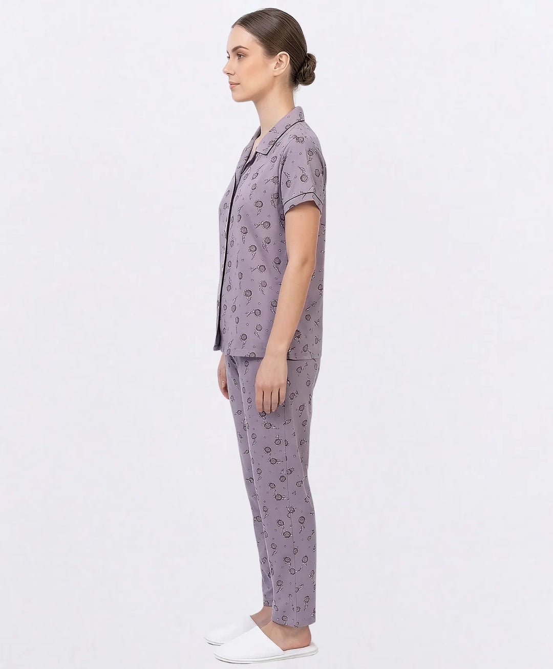 Collared Front Open Nightwear Set