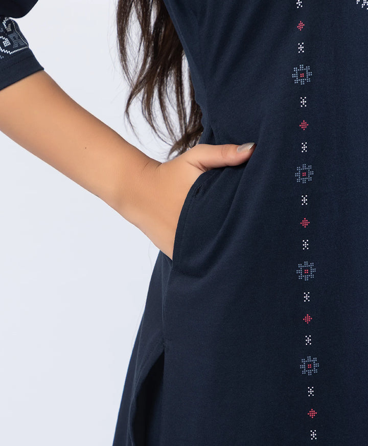 Embroidered-Style Printed Kurta Set