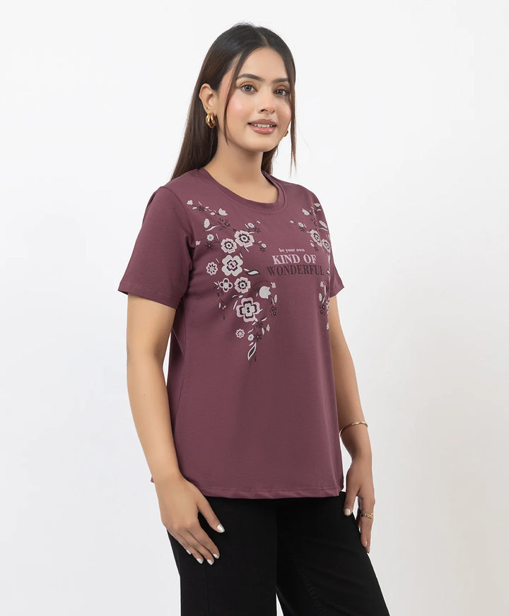 Premium Graphic Print Round Neck Short Sleeve Top