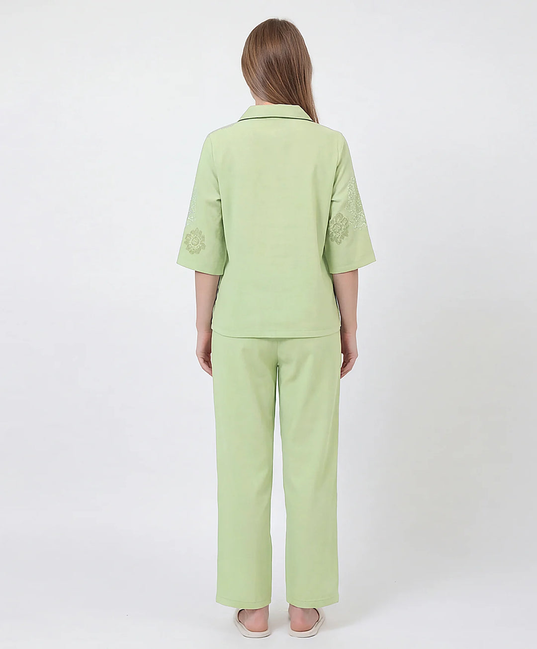 Printed Front Open Night Suit