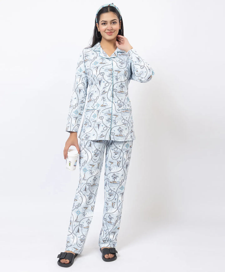 Premium Notched Collar Night Suit