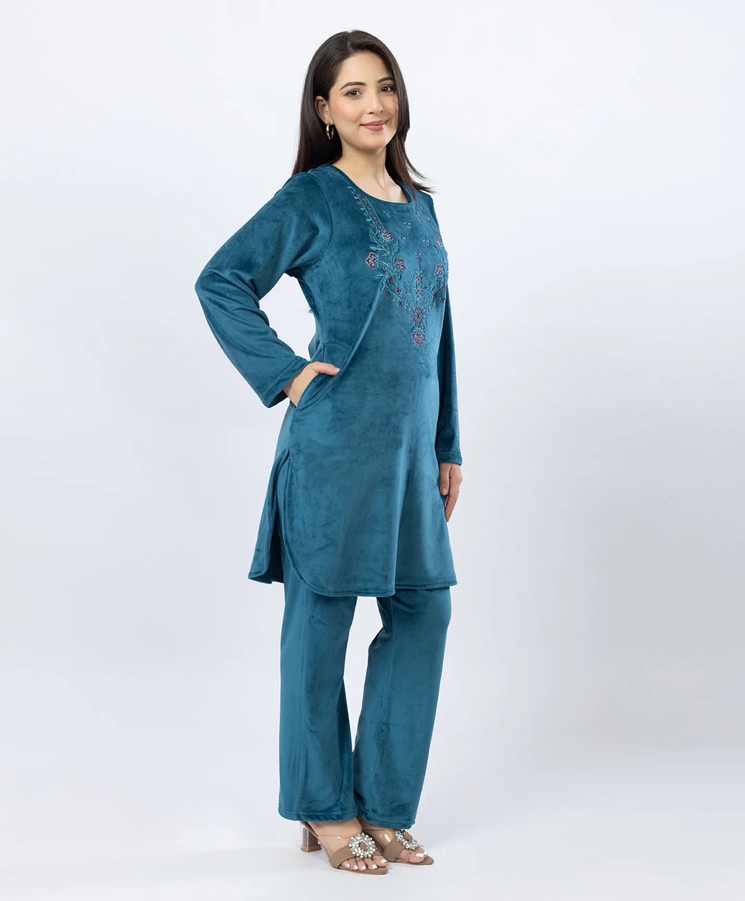 Full-Sleeves Kurta and Straight Fit Lower Set with Round Neck
