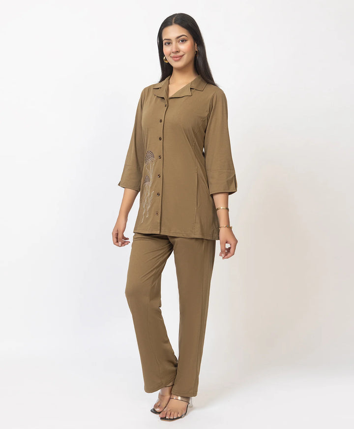 Premium Embroidered Collared Co-Ord Set