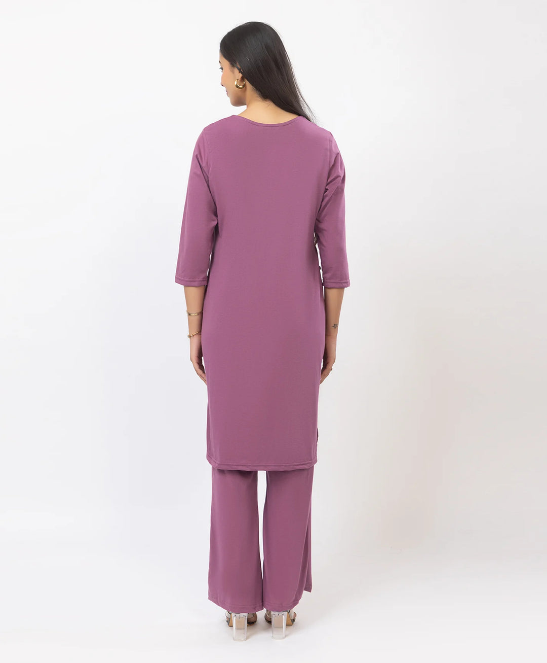 Stylish Neckline Embroidery Straight Kurta Pant Set