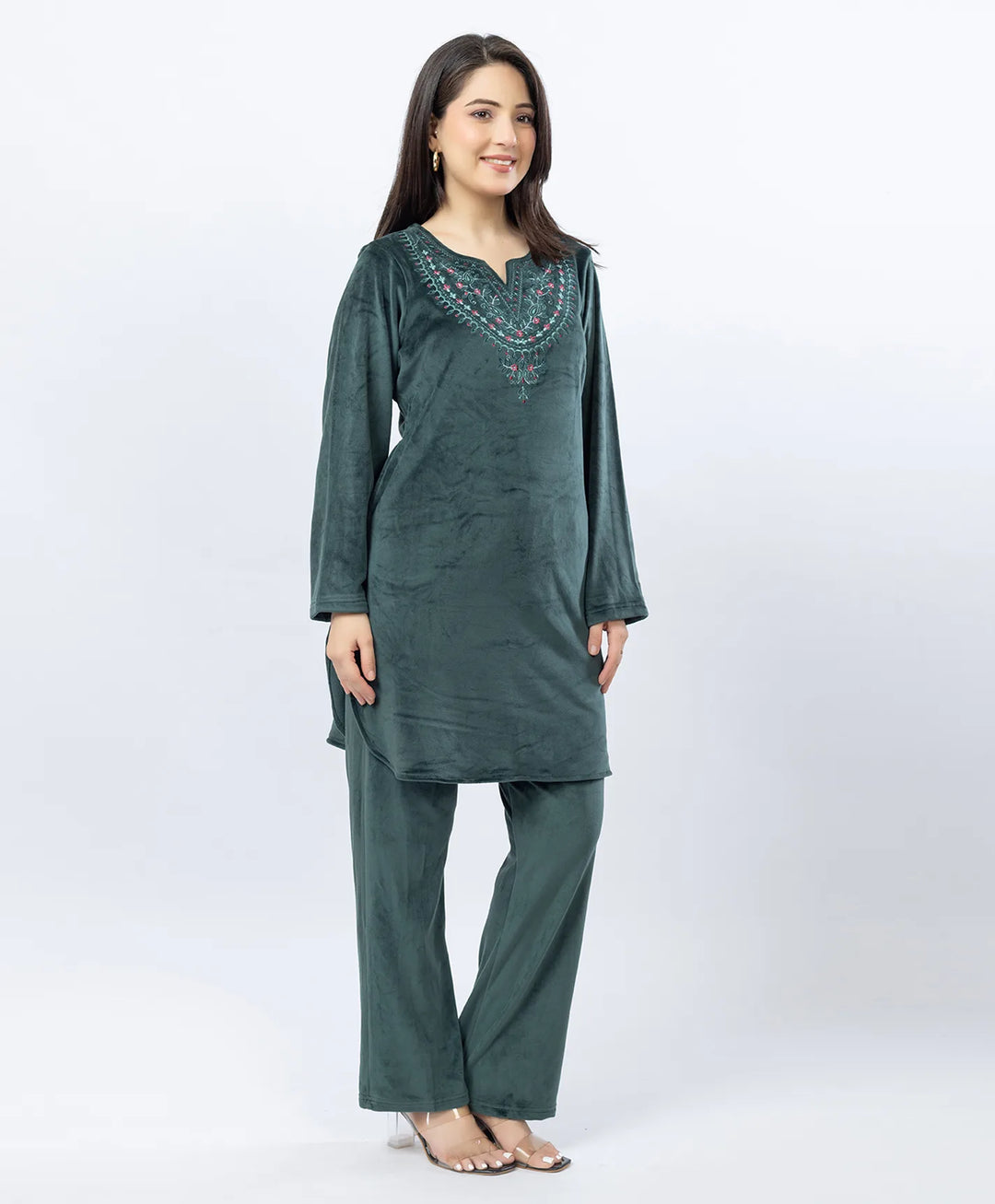 Full-Sleeves Kurta and Straight Fit Lower Set with Round Neck
