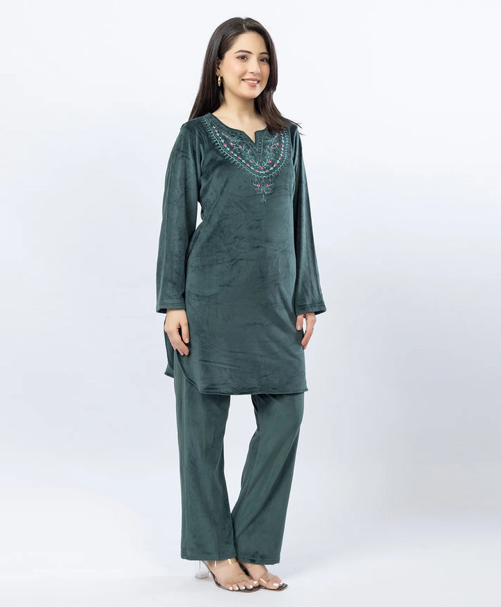 Full-Sleeves Kurta and Straight Fit Lower Set with Round Neck