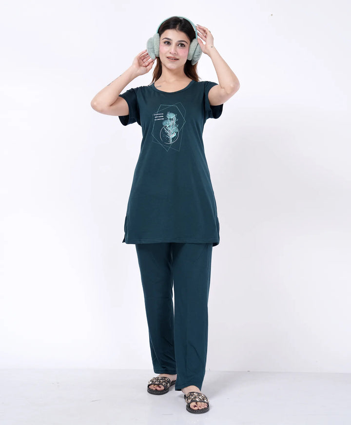 Stylish Graphic Print Night Suit