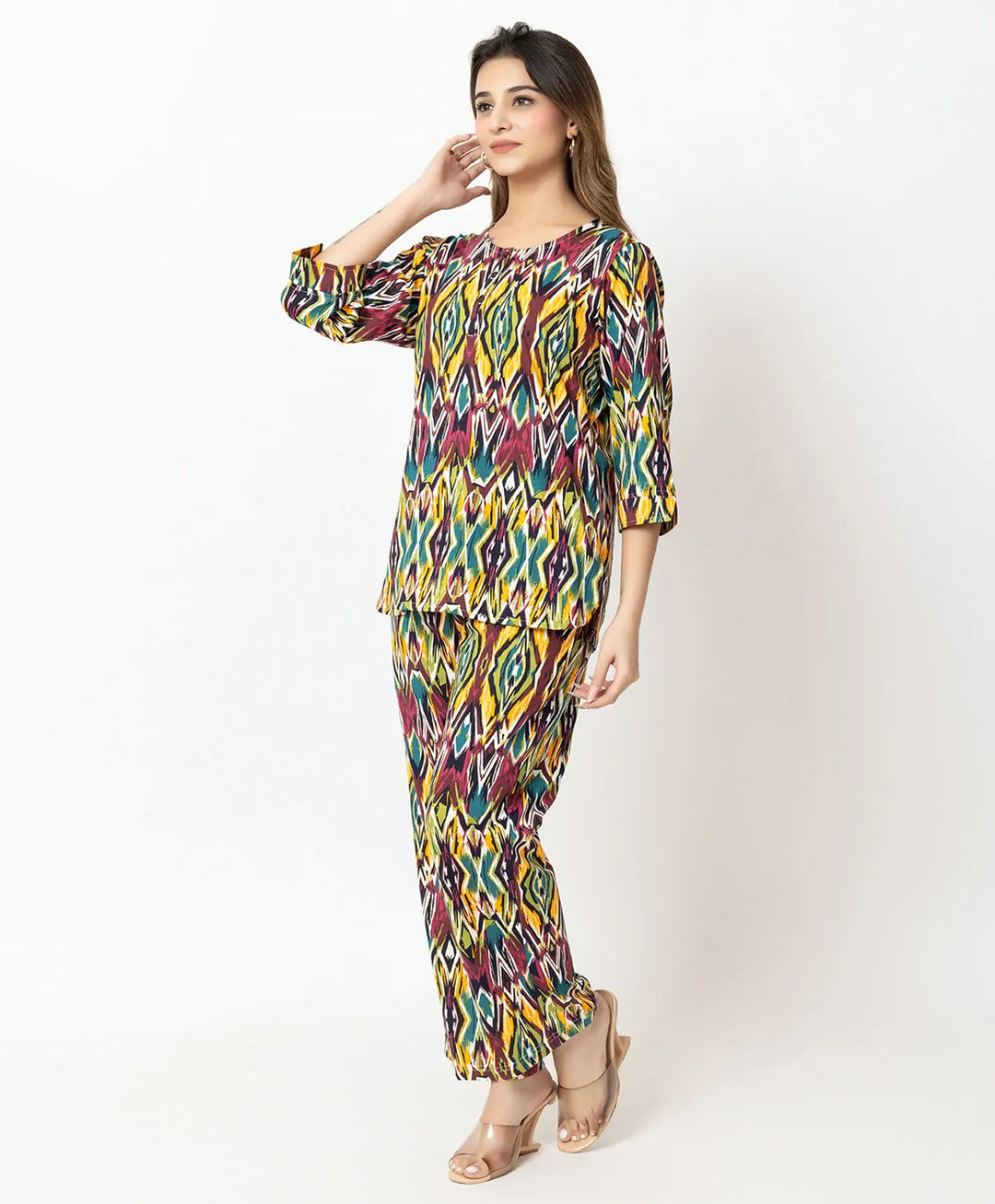 Regular Fit geometric print Co-Ord Set
