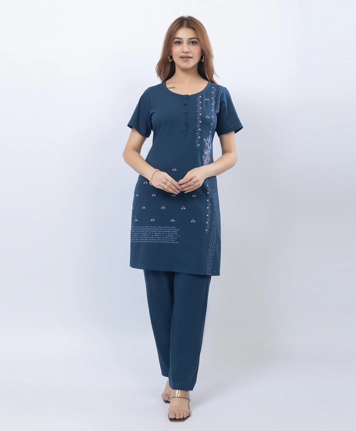 Premium Floral Detail Embroidered Printed Kurta Set