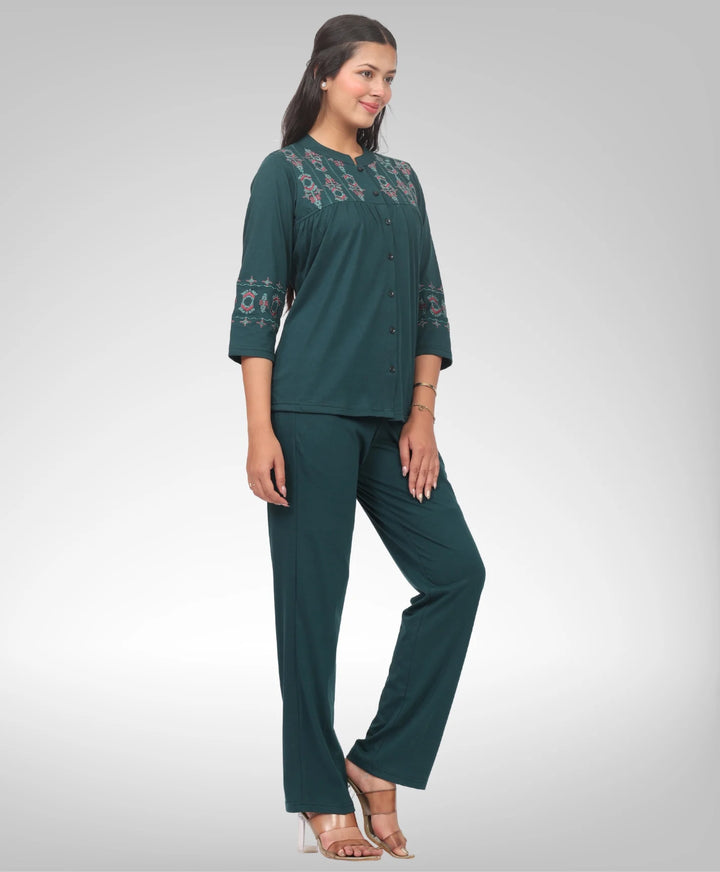 Stylish Embroidered Casual Co-Ord Set