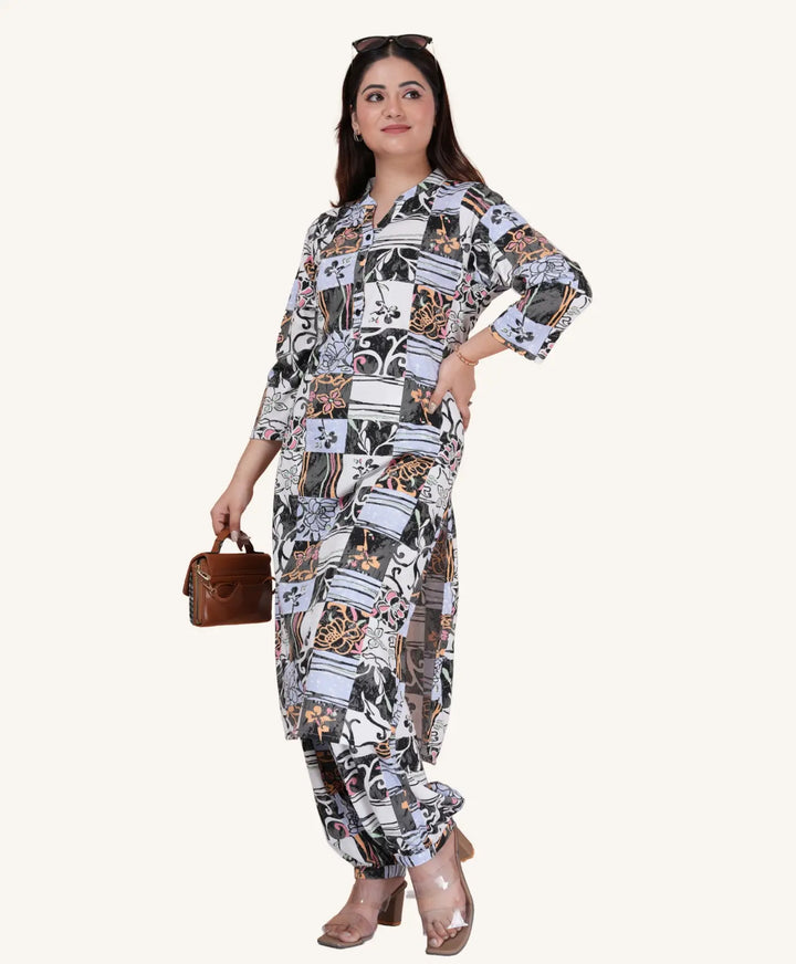 Modern Artistic Print Afgani Suit