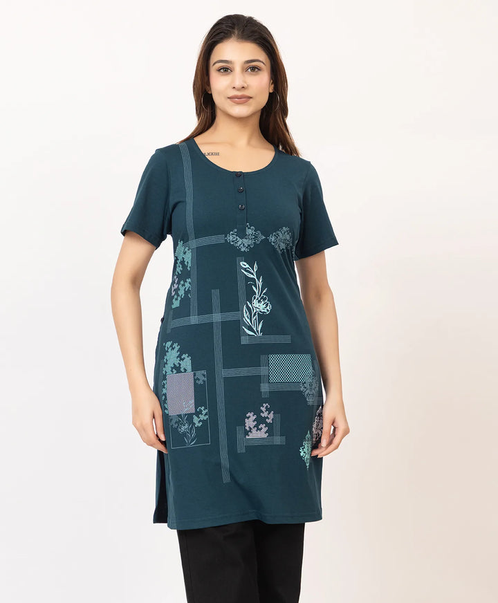 Abstract Botanical Long Top
