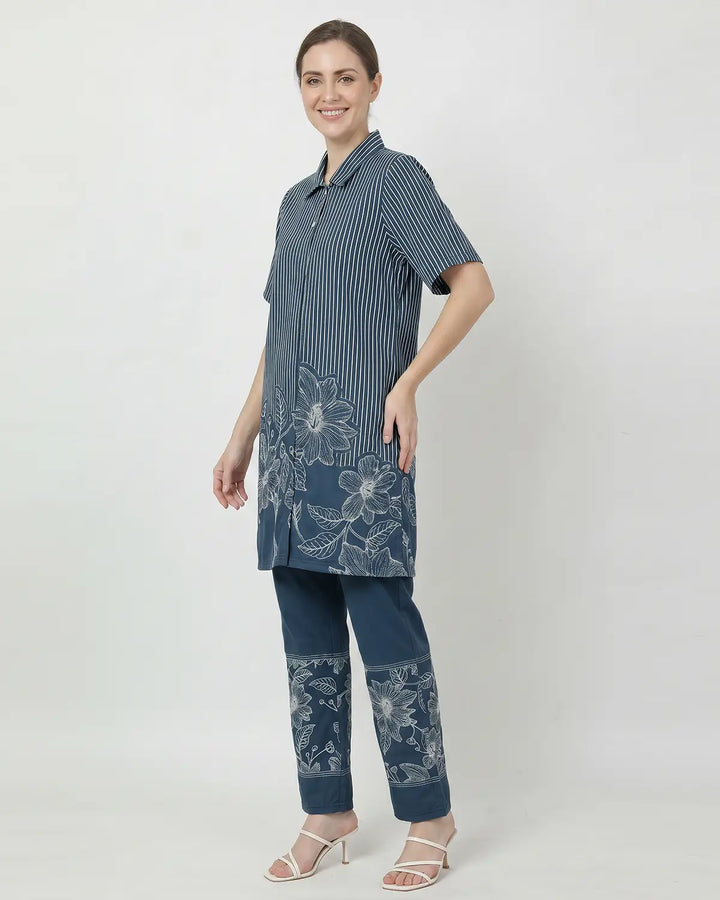 Short Monochrome Bloom Kurta Set