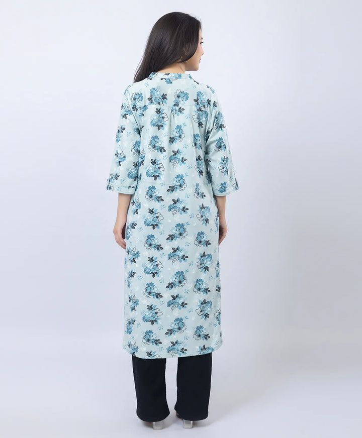 Floral Print Straight Silhouette Long Kurti