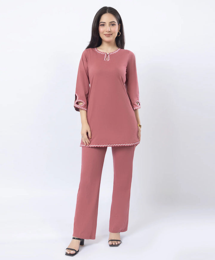 Ethnic Straight Kurta Set with Embroidered Neck and Sleeves