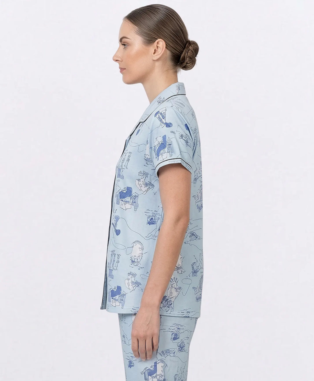 Collared Front Open Nightwear Set