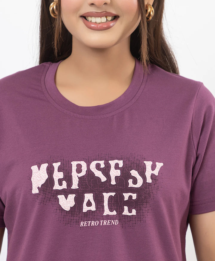 Premium Graphic Print Round Neck Short Sleeve Top