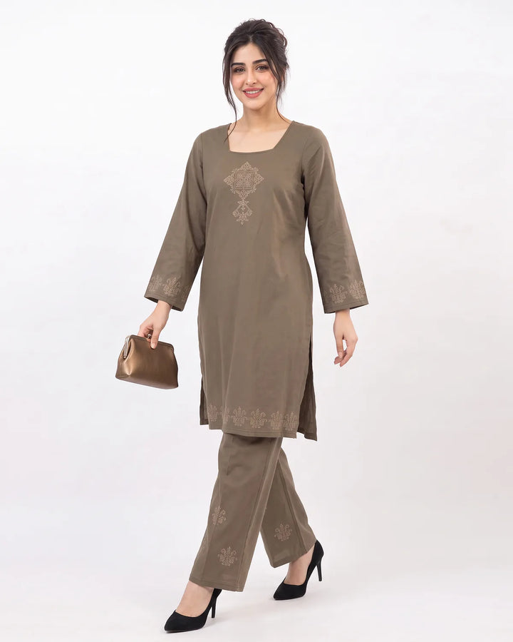 Soft Geometric Long Kurta Set