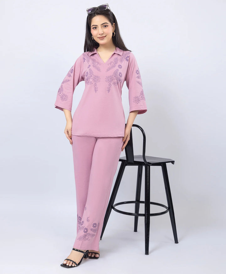 Premium V-Neck Printed Co-Ord Set