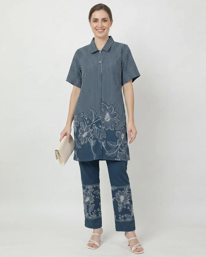 Short Monochrome Bloom Kurta Set