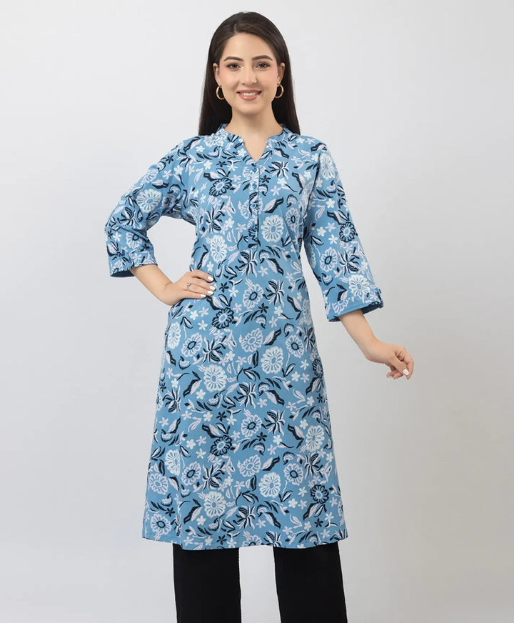 Elegant Printed Straight Fit Long Kurti