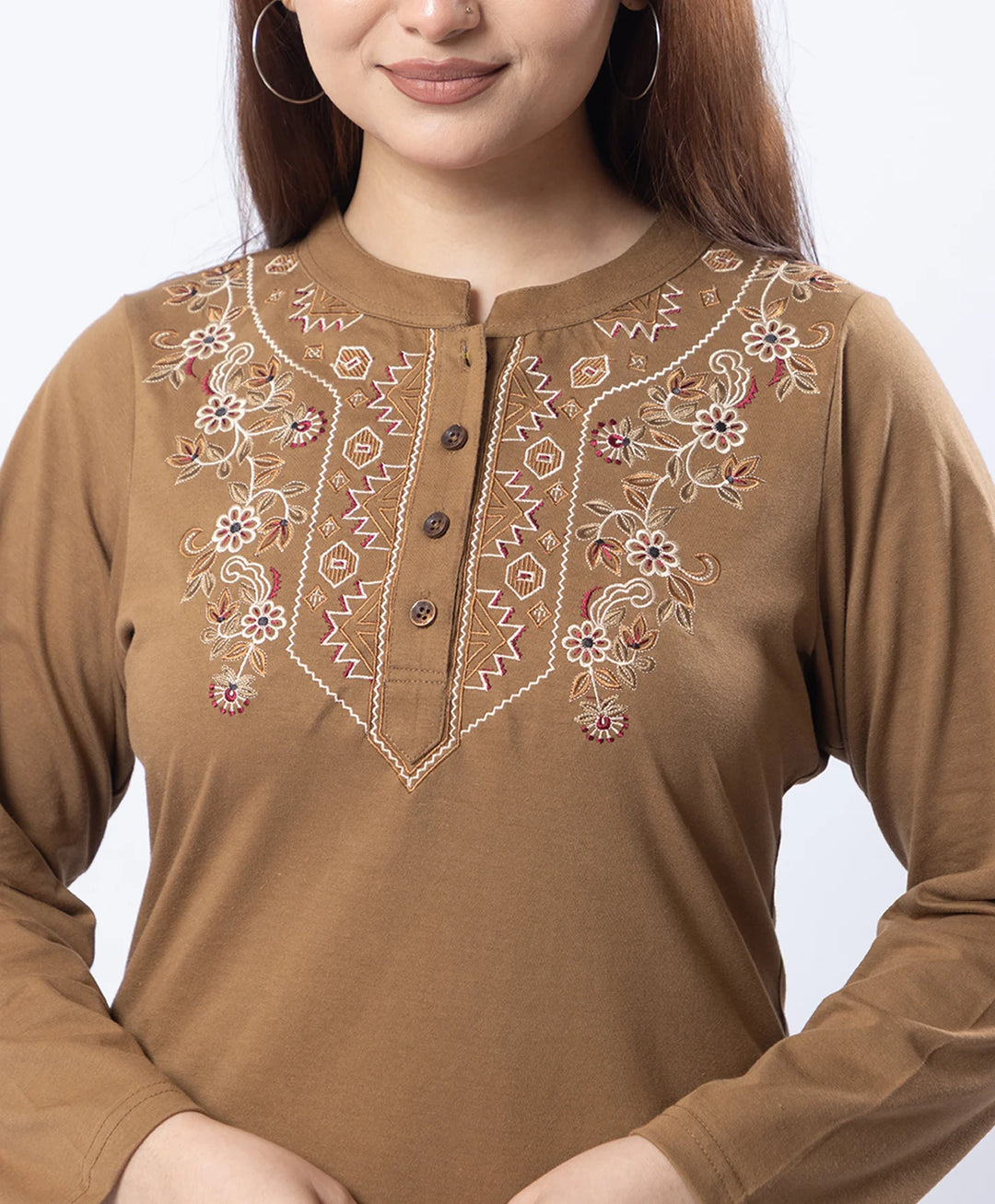 Embroidered Full Sleeve Mandarin Collar Co-Ord Set