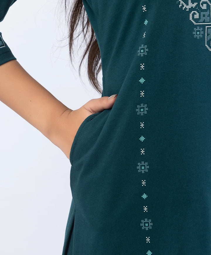 Embroidered-Style Printed Kurta Set