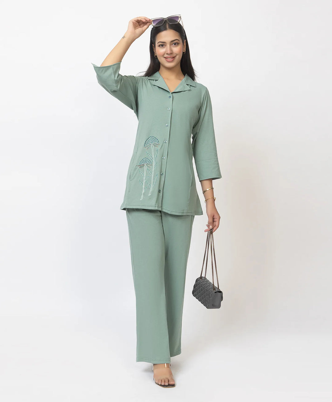 Premium Embroidered Collared Co-Ord Set